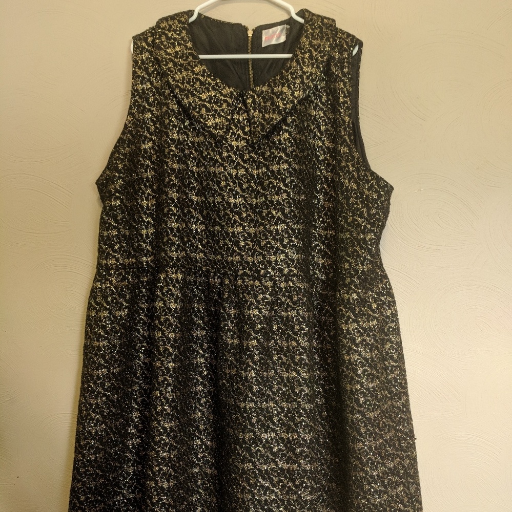 Sz 28 gold and black dress w/ Chelsea collar